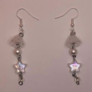 Chic Silver Star Dangle Earrings